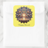 Happy Diwali Blue Gold Festival Quadratischer Aufkleber (Tasche)