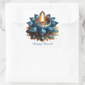 Happy Diwali Blue Gold Festival Quadratischer Aufkleber (Tasche)