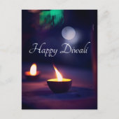 Happy Diwali Calming Moon und Lamp Postkarte (Vorderseite)