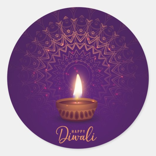 Happy Diwali - Candle lit Runder Aufkleber (Vorderseite)