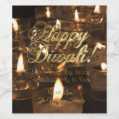 Happy Diwali Candlelight Burning Candles Weinetikett (Einzelnes Label)