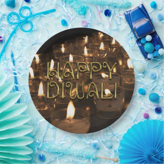 Happy Diwali Candlelight Candles Flame Lights Pappteller (Party)
