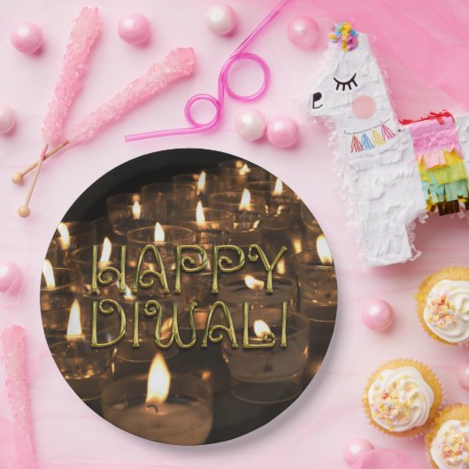 Happy Diwali Candlelight Candles Flame Lights Pappteller (Party)