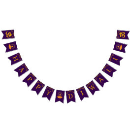 Happy Diwali Celebration Lila Wimpelkette