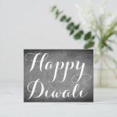 Happy Diwali Chalkboard Typografie Custom Card Postkarte (Stehend Vorderseite)