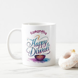 Happy Diwali customisable white Kaffeetasse