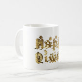 Happy Diwali Decorative Stars Typografie Gold Kaffeetasse (Vorderseite Links)
