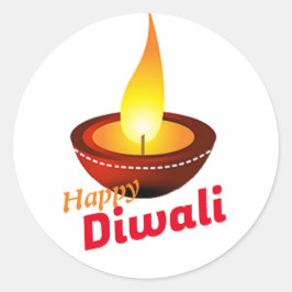 Happy Diwali deepak Runder Aufkleber