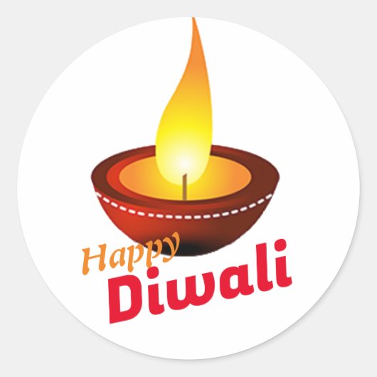 Happy Diwali deepak Runder Aufkleber (Vorderseite)