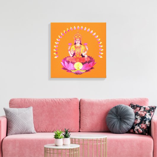Happy Diwali - Deepalavi Lakshmi Goddess 1 Leinwanddruck (Insitu (Wohnzimmer))