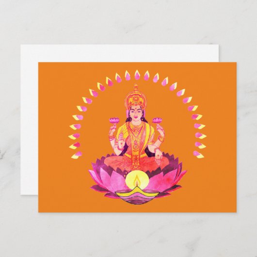 Happy Diwali - Deepalavi Lakshmi Goddess 1 Postkarte (Vorne/Hinten)