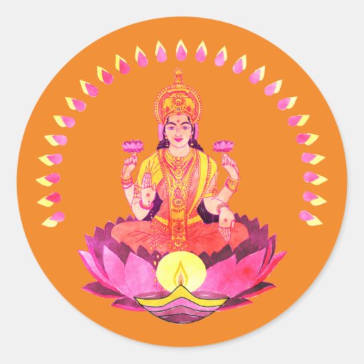 Happy Diwali - Deepalavi Lakshmi Goddess 1 Runder Aufkleber (Vorderseite)