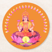 Happy Diwali - Deepalavi Lakshmi Goddess 1 Runder Pappuntersetzer (Vorderseite)