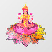 Happy Diwali - Deepalavi Lakshmi Goddess 4 Fensteraufkleber (Blatt)