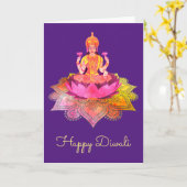 Happy Diwali - Deepalavi Lakshmi Goddess 4 Karte (Gelbe Blume)