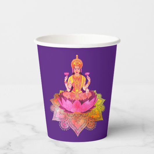 Happy Diwali - Deepalavi Lakshmi Goddess 4 Pappbecher (Rückseite)