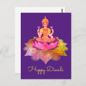 Happy Diwali - Deepalavi Lakshmi Goddess 4 Postkarte (Vorne/Hinten)