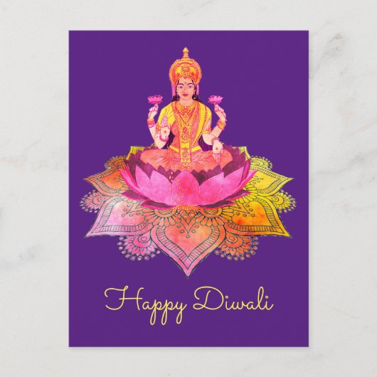Happy Diwali - Deepalavi Lakshmi Goddess 4 Postkarte (Vorderseite)