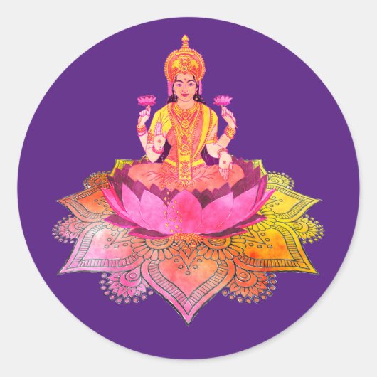 Happy Diwali - Deepalavi Lakshmi Goddess 4 Runder Aufkleber (Vorderseite)
