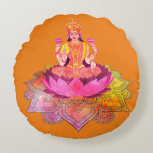 Happy Diwali - Deepalavi Lakshmi Goddess 4 Rundes Kissen