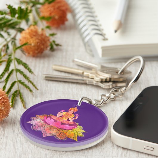 Happy Diwali - Deepalavi Lakshmi Goddess 4 Schlüsselanhänger (Vorderseite rechts)