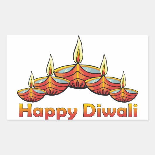 Happy Diwali Deepas Rechteckiger Aufkleber (Vorderseite)