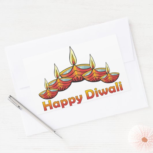 Happy Diwali Deepas Rechteckiger Aufkleber (Umschlag)