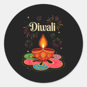 Happy Diwali Deepavali Hindu Indian Festival Of Li Runder Aufkleber (Vorderseite)