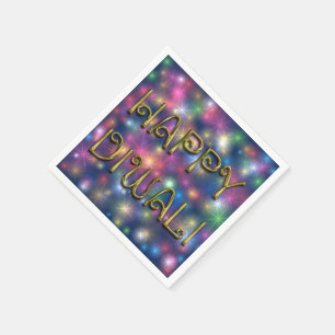Happy Diwali Deepavali Stars Lights Napkin Serviette