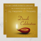 Happy Diwali Diya - Festival des Lichts Einladung (Vorne/Hinten)