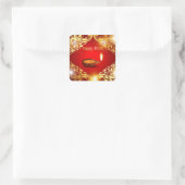 Happy Diwali Diya Festival of Light Gold Red Quadratischer Aufkleber (Tasche)