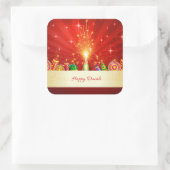 Happy Diwali Diya Feuerwerk des Himmels Quadratischer Aufkleber (Tasche)