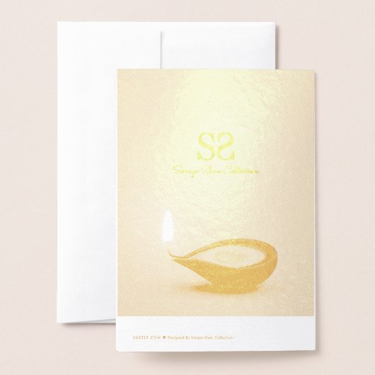 Happy Diwali Diya - Foil Greeting Card Folienkarte (Rückseite mit Umschlag)