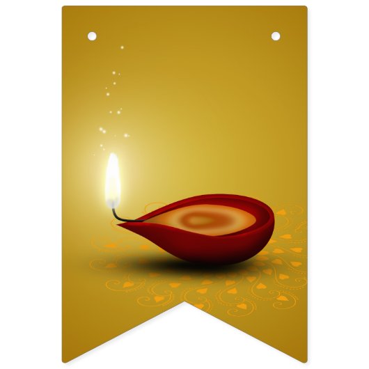 Happy Diwali Diya - Jagdfahnen Wimpelkette (Zweite Fahne)