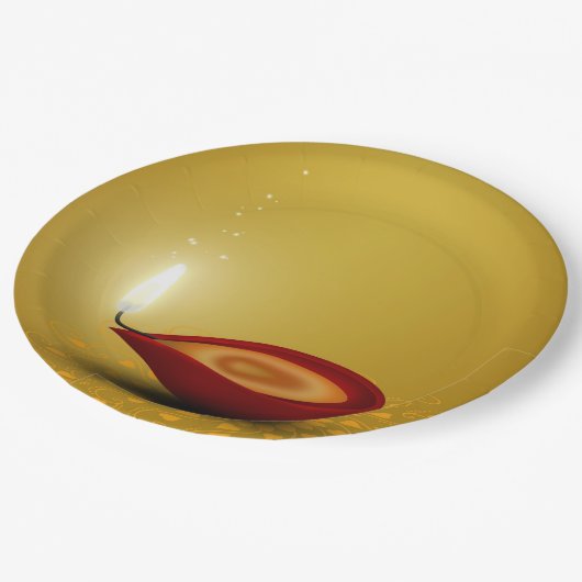 Happy Diwali Diya - Papierplatte Pappteller (Schrägansicht)