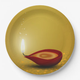 Happy Diwali Diya - Papierplatte Pappteller