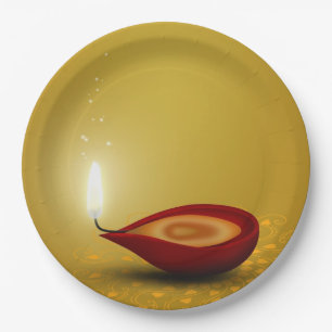 Happy Diwali Diya - Papierplatte Pappteller