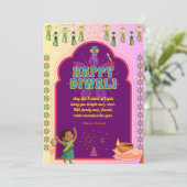 Happy Diwali Diya und Firecrackers Feiertagskarte (Stehend Vorderseite)