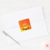 Happy Diwali Diya Yellow Orange Gruß Quadratischer Aufkleber (Umschlag)