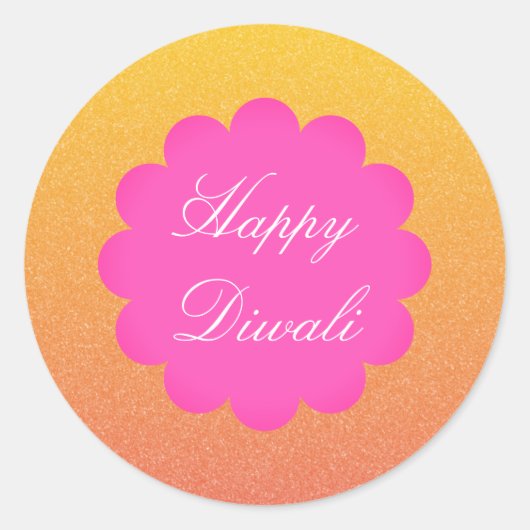Happy Diwali Elegante Gold Pink Runder Aufkleber (Vorderseite)
