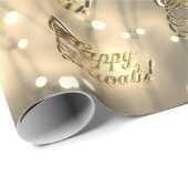 Happy Diwali Elegante Imitate Gold Typografie Geschenkpapier (Rolleneckpunkt)