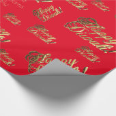 Happy Diwali Elegante Imitate Gold Typografie Rot Geschenkpapier (Ecke)