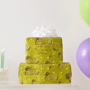 Happy Diwali Elegante Imitate Goldenes Drehbuch Ge Geschenkpapier