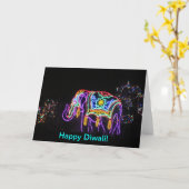Happy Diwali Elephant Card Karte (Gelbe Blume)