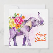 Happy Diwali (Elephant with Colorful Flowers) (Vorderseite)