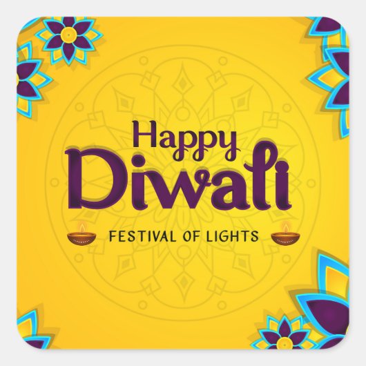 Happy Diwali Enevelope Siegel Quadratischer Aufkleber (Vorderseite)