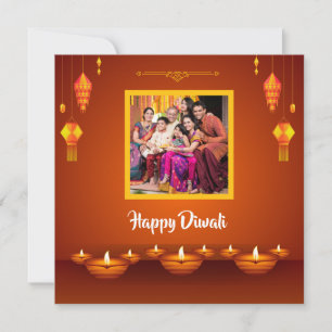 Happy Diwali Family Foto Personalisiert Gruß Feiertagskarte