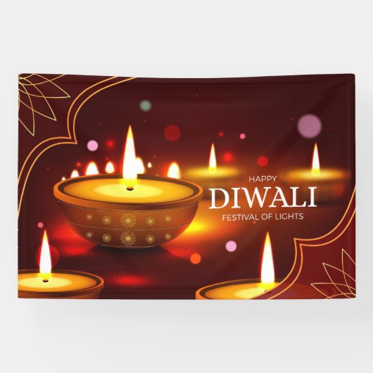 Happy Diwali Festival der Lichter Banner (Horizontal)