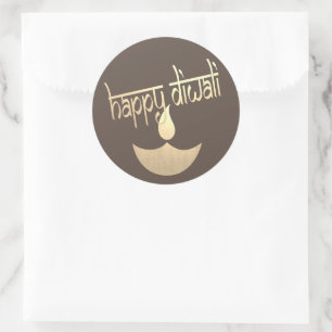 Happy Diwali Festival des Lichts Runder Aufkleber