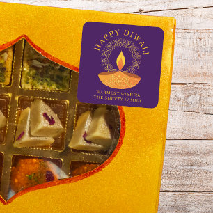 Happy Diwali Festival of Lights Diya Custom Quadratischer Aufkleber